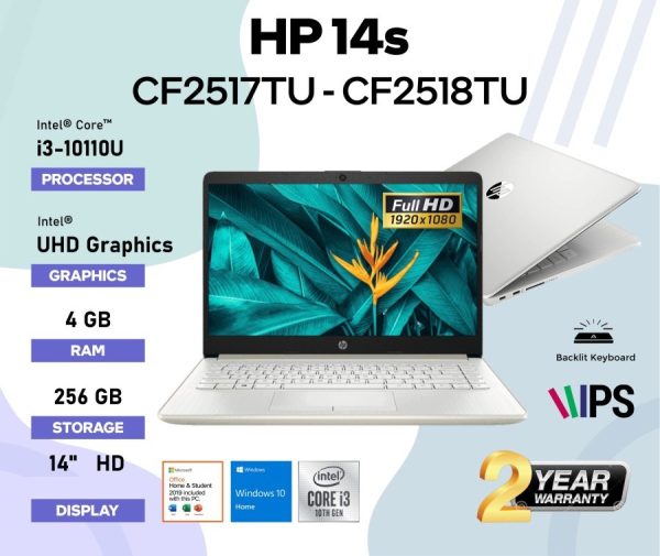 HP 14s-cf2518tu Core i3-10110U Ram 8GB SSD 256GB NVMe Win 10 OHS 2019 [Sold-Out]