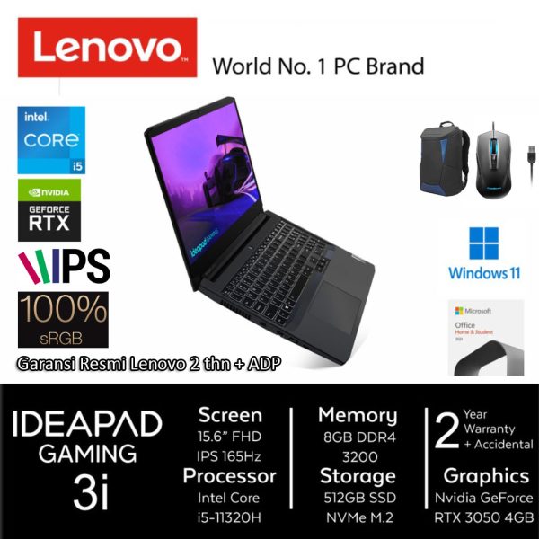 Lenovo IdeaPad Gaming 3 15IHU6 i5-11320H RTX3050 8GB SSD 512GB W11 OHS [Sold-Out]